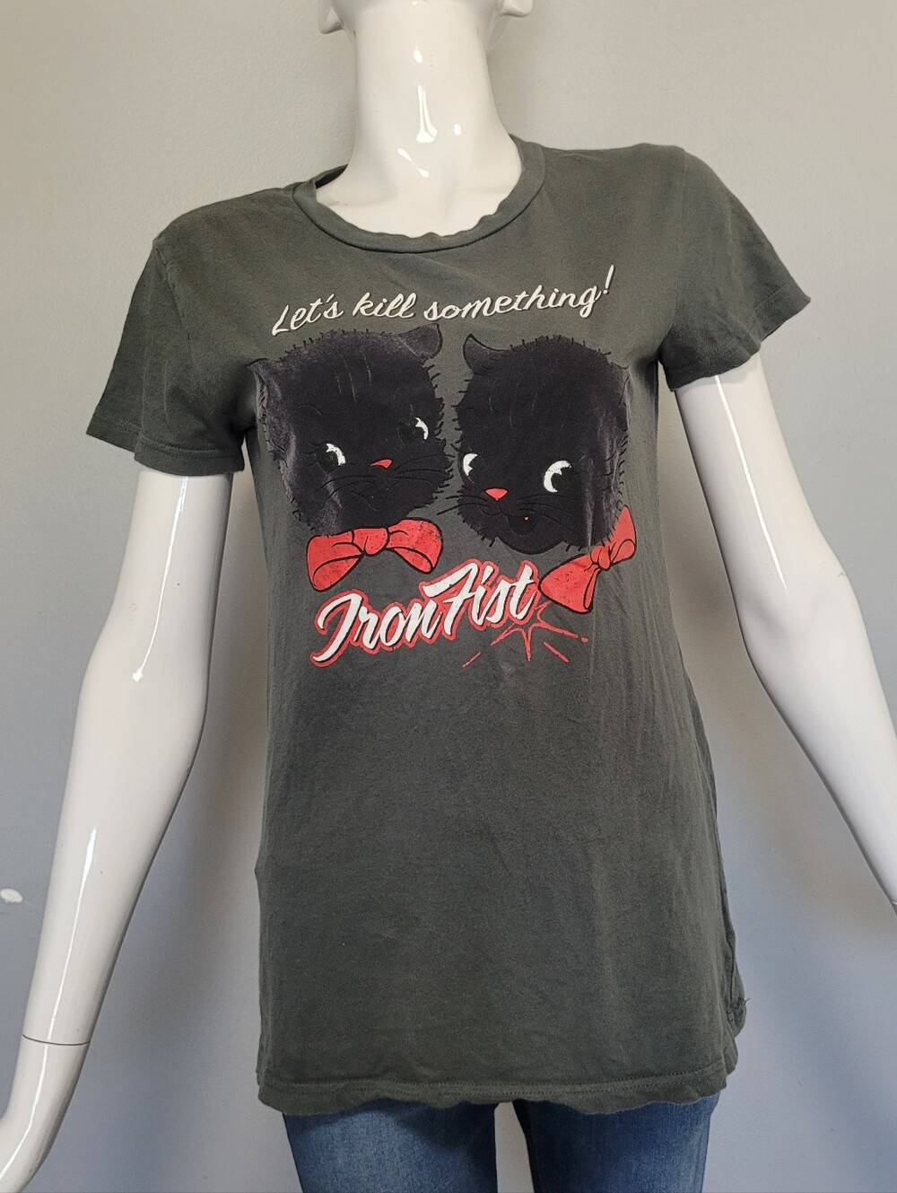 Vintage Rare Iron Fist Let's Kill Something Flocked Kitten T-Shirt, Size M